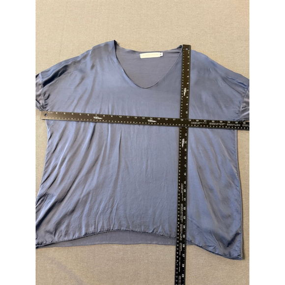 The Porter Collective Long Sleeve Silk Blend Blouse Blue Size Small - Picture 4 of 7